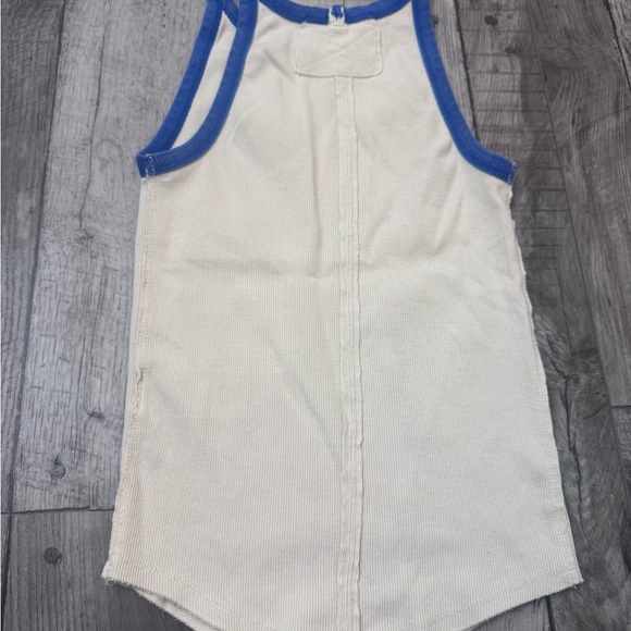 FREE PEOPLE We The Free Only 1 Ringer Tank Top Women's XS White Blue - Picture 5 of 8